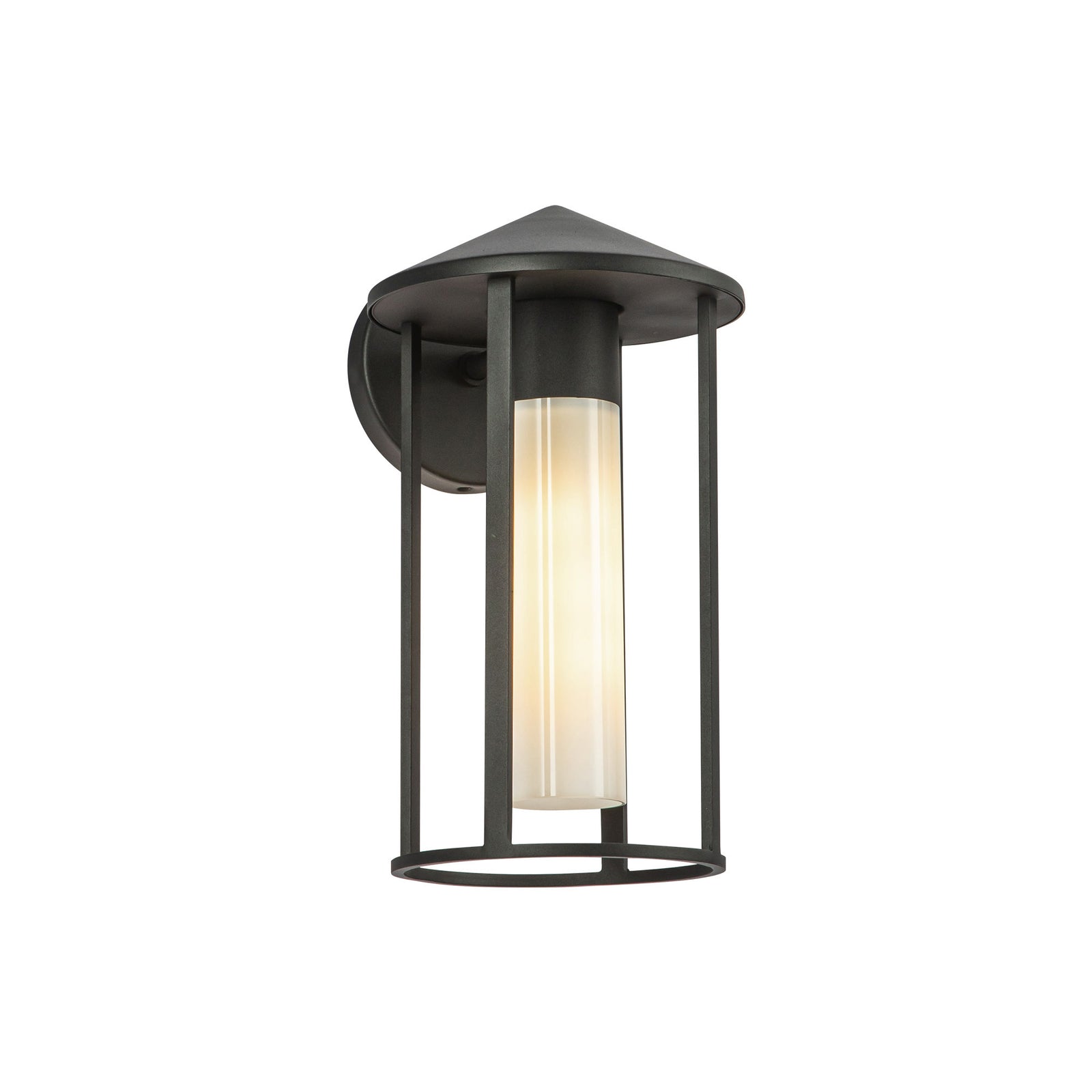 Tenko 12-in Black/Glossy Opal Glass 1 Light Exterior Wall