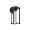 Tenko 12-in Black/Glossy Opal Glass 1 Light Exterior Wall