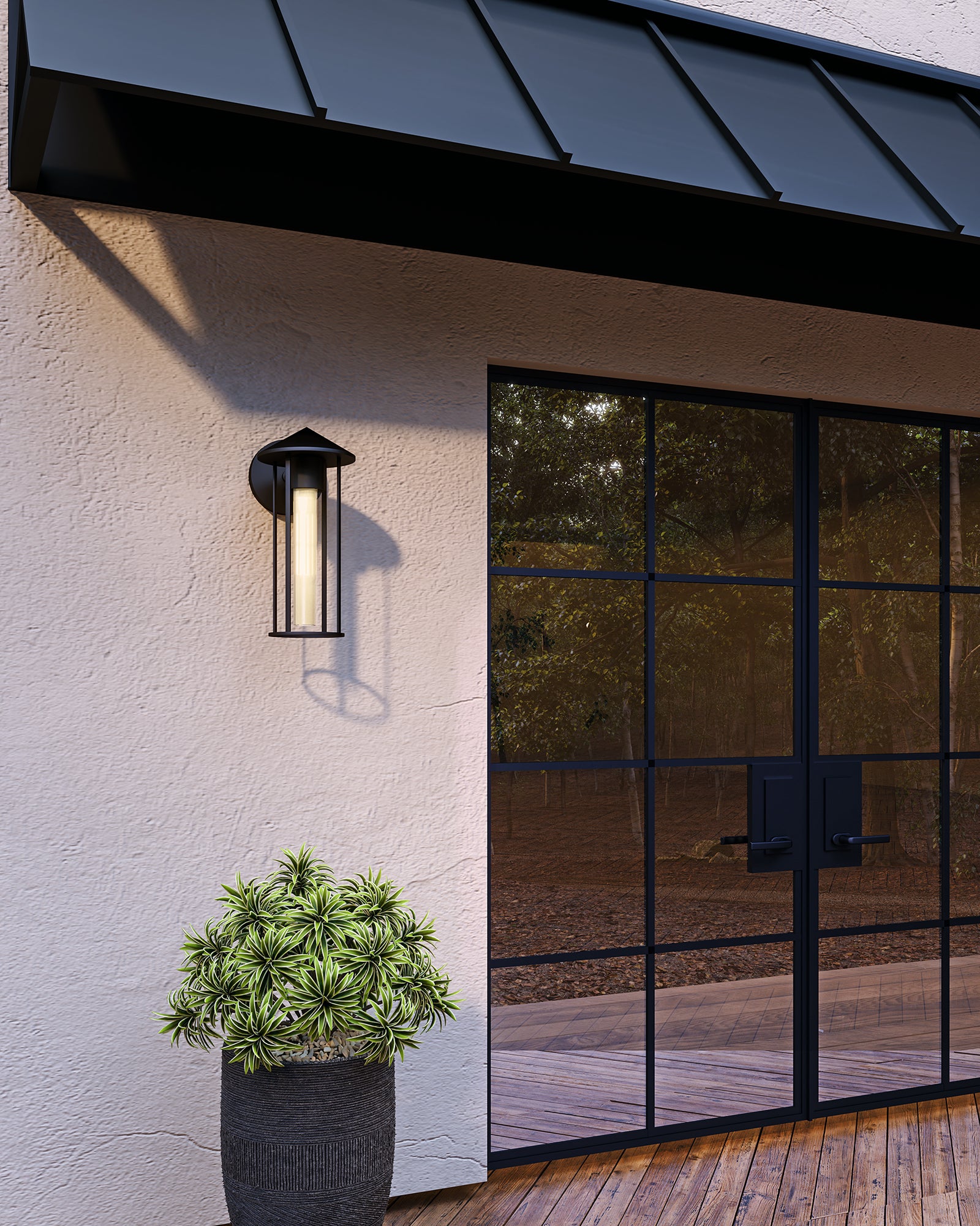 Tenko 12-in Black/Glossy Opal Glass 1 Light Exterior Wall