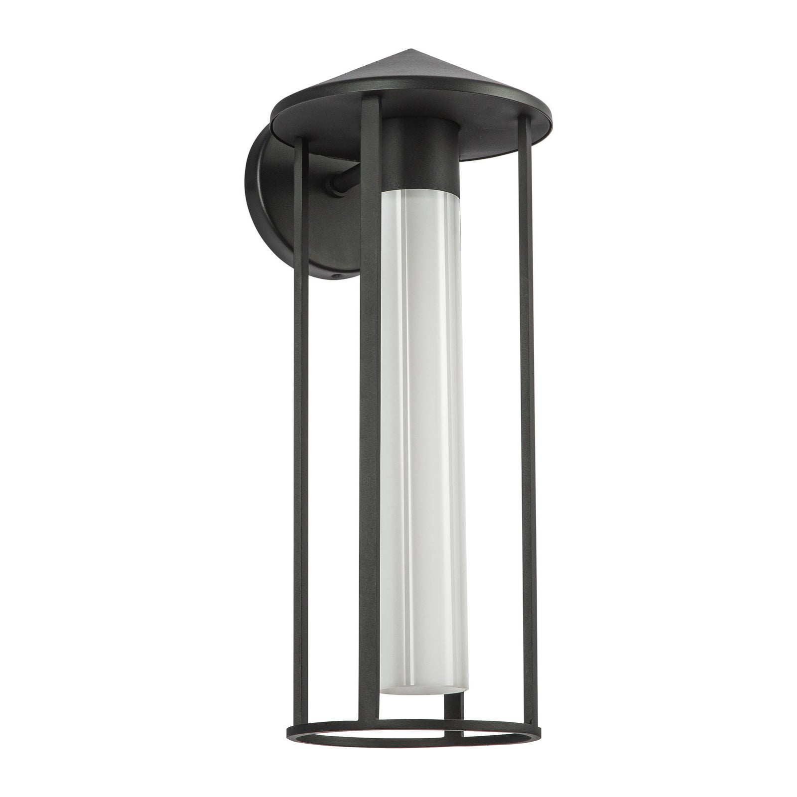 Tenko 18-in Black/Glossy Opal Glass 1 Light Exterior Wall