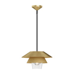 Tetsu 13-in Brushed Gold/Clear Glass 1 Light Pendant