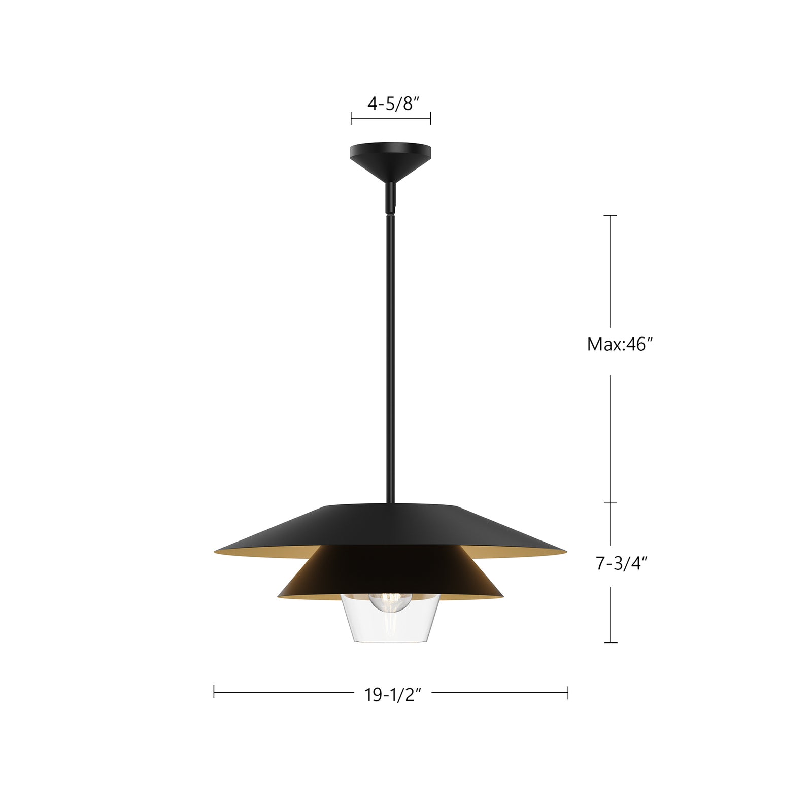 Tetsu 20-in Brushed Gold/Clear Glass 1 Light Pendant