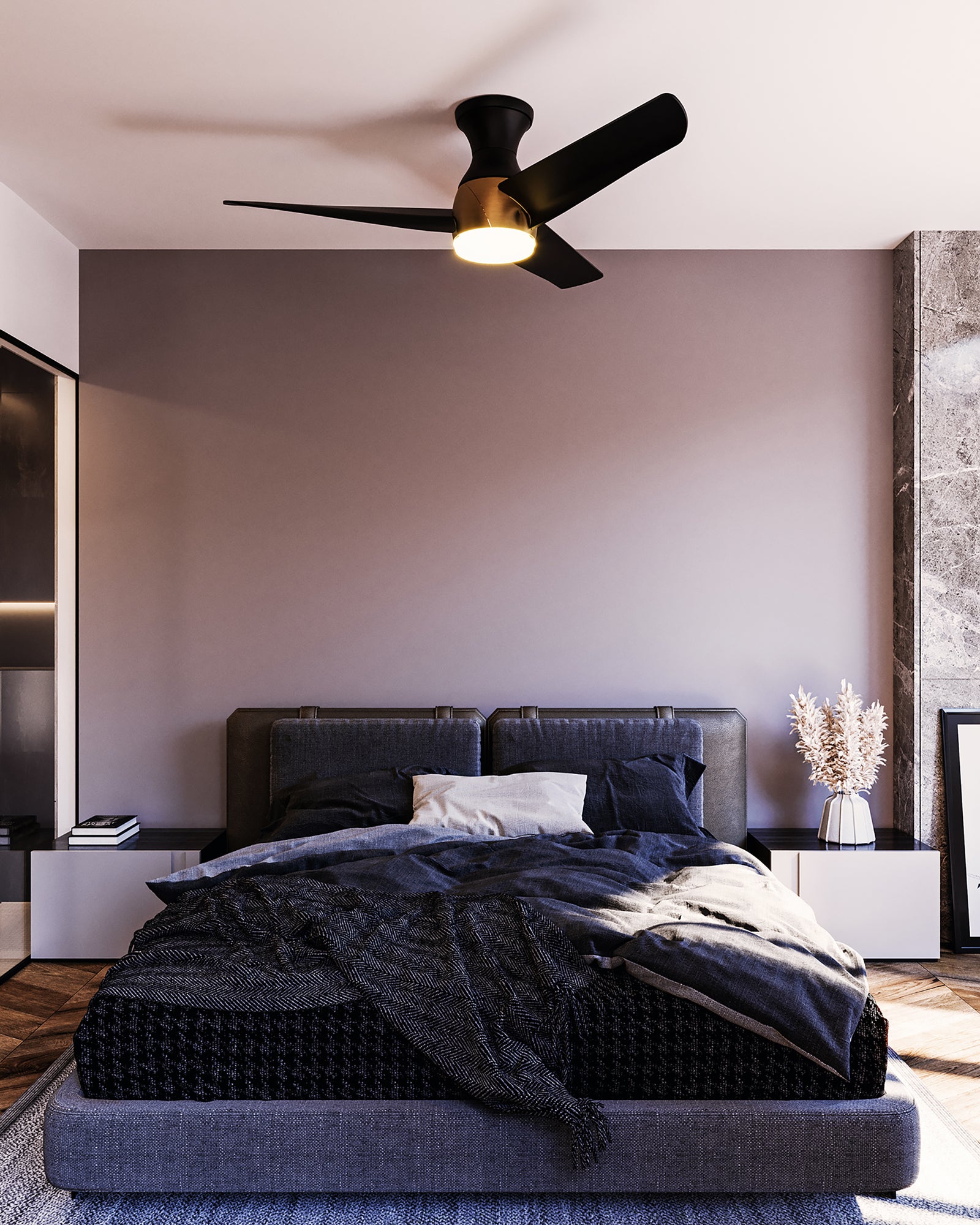 Thalia 54-in Brushed Gold/Matte Black LED Hugger Fan