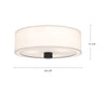 Theo 24-in Matte Black/White Linen 3 Lights Flush Mount