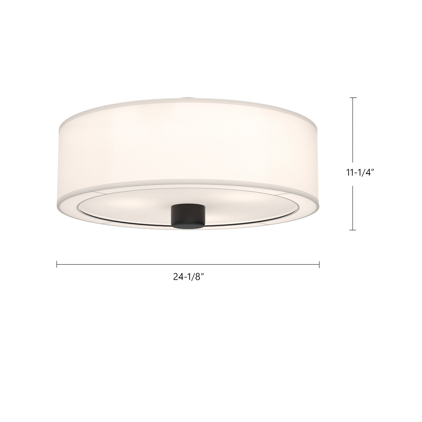 Theo 24-in Matte Black/White Linen 3 Lights Flush Mount