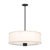 Theo 24-in Matte Black/White Linen 3 Lights Pendant
