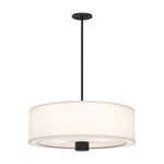 Theo 24-in Matte Black/White Linen 3 Lights Pendant