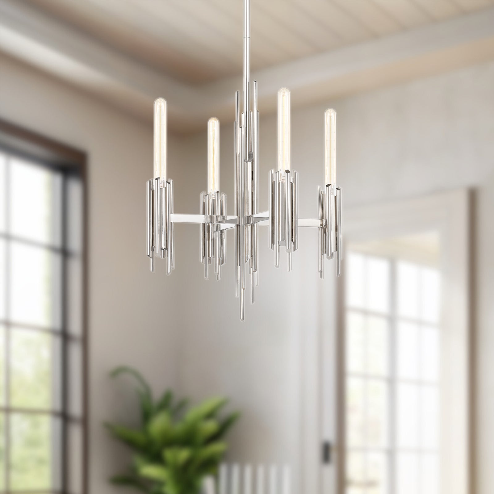 Torres 19-in Polished Nickel 4 Lights Chandeliers