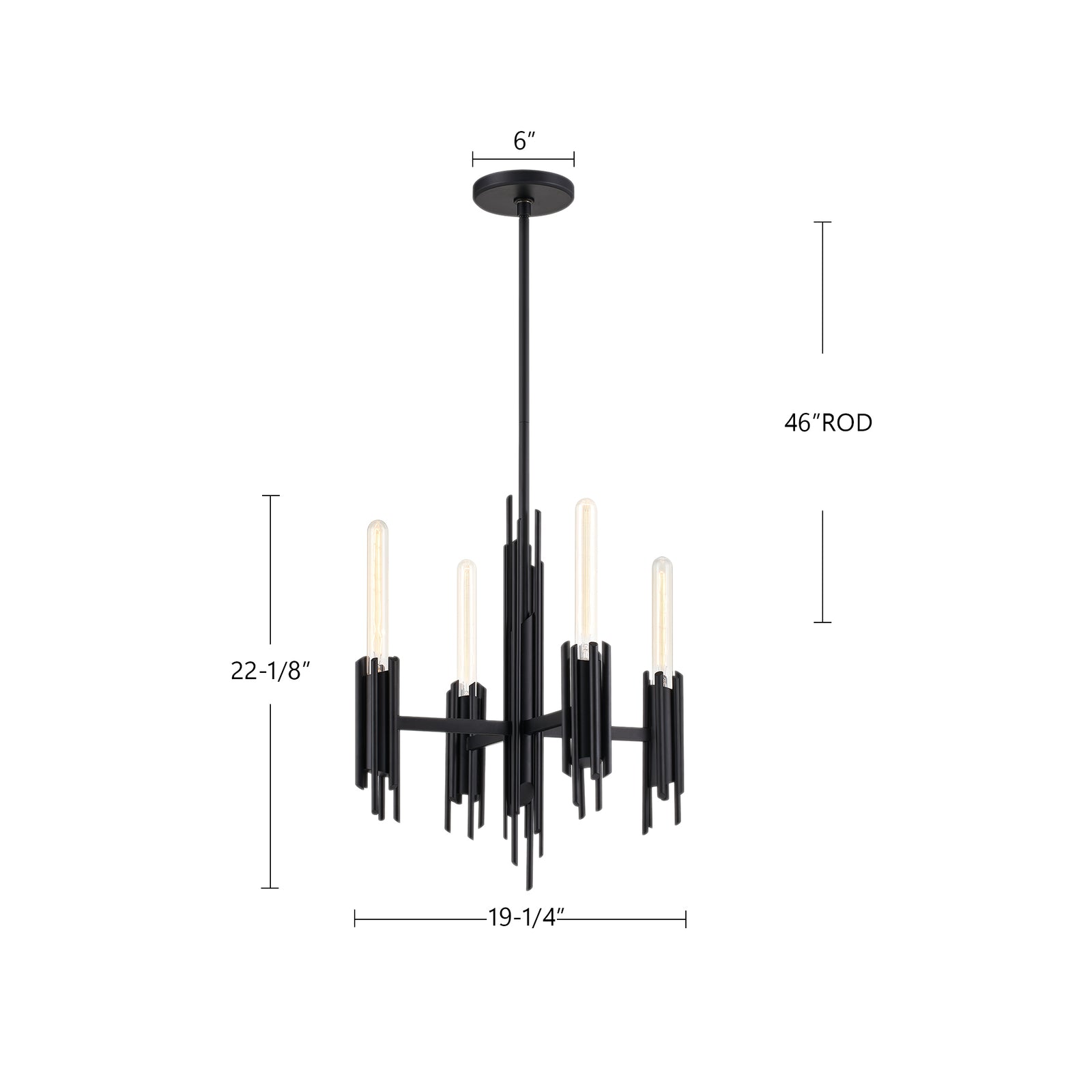 Torres 19-in Matte Black 4 Lights Chandeliers