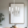 Torres 18-in Polished Nickel/Ribbed Glass 4 Lights Chandeliers