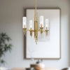 Torres 18-in Ribbed Glass/Vintage Brass 4 Lights Chandeliers