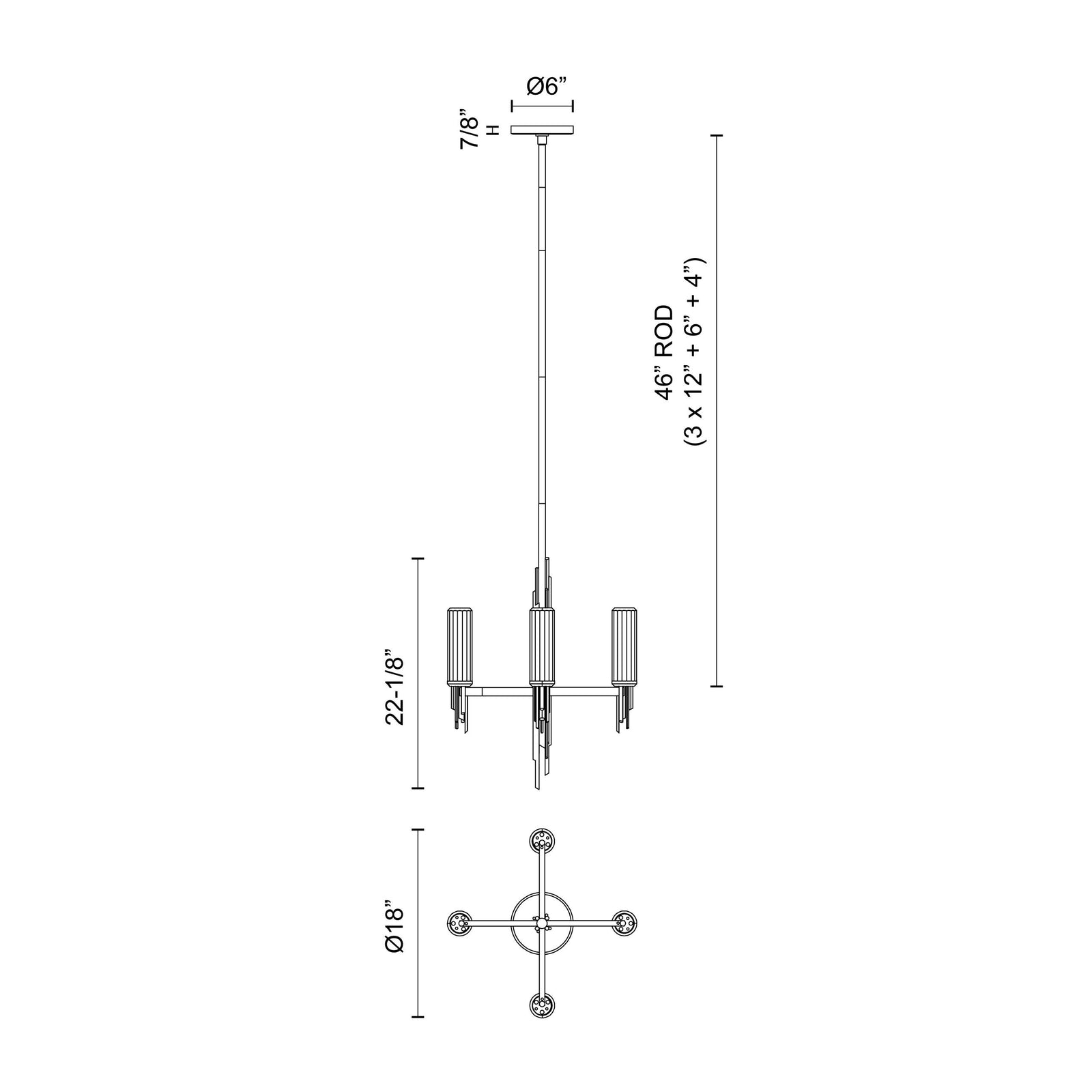 Torres 18-in Polished Nickel/Ribbed Glass 4 Lights Chandeliers