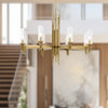 Torres 36-in Ribbed Glass/Vintage Brass 8 Lights Chandeliers