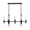 Torres 38-in Clear Ribbed Glass/Matte Black 8 Lights Linear Pendant