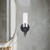 Torres 3-in Clear Ribbed Glass/Matte Black 1 Light Wall/Vanity