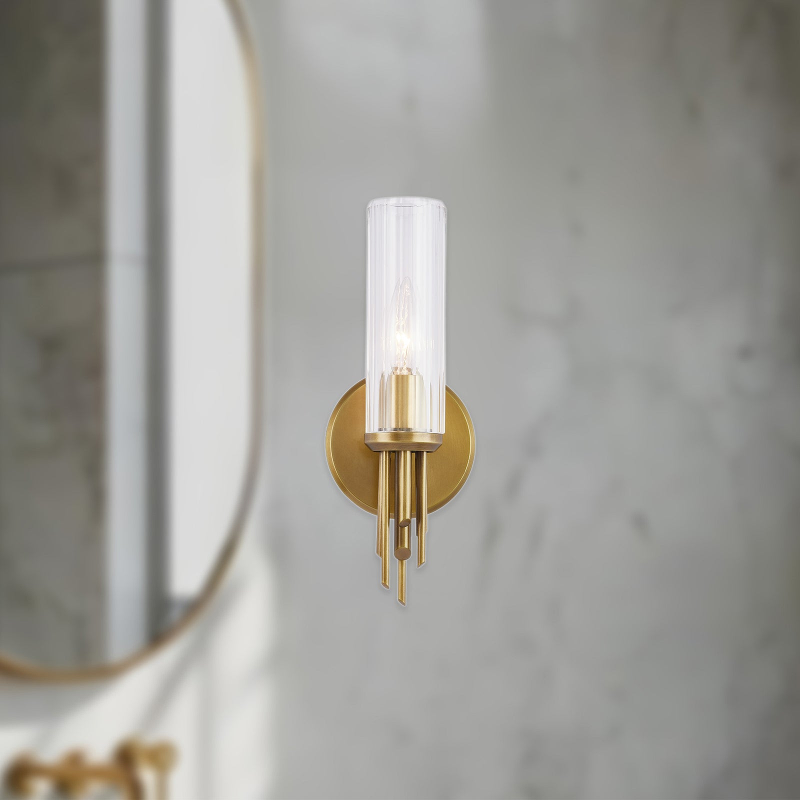 Torres 3-in Ribbed Glass/Vintage Brass 1 Light Wall/Vanity