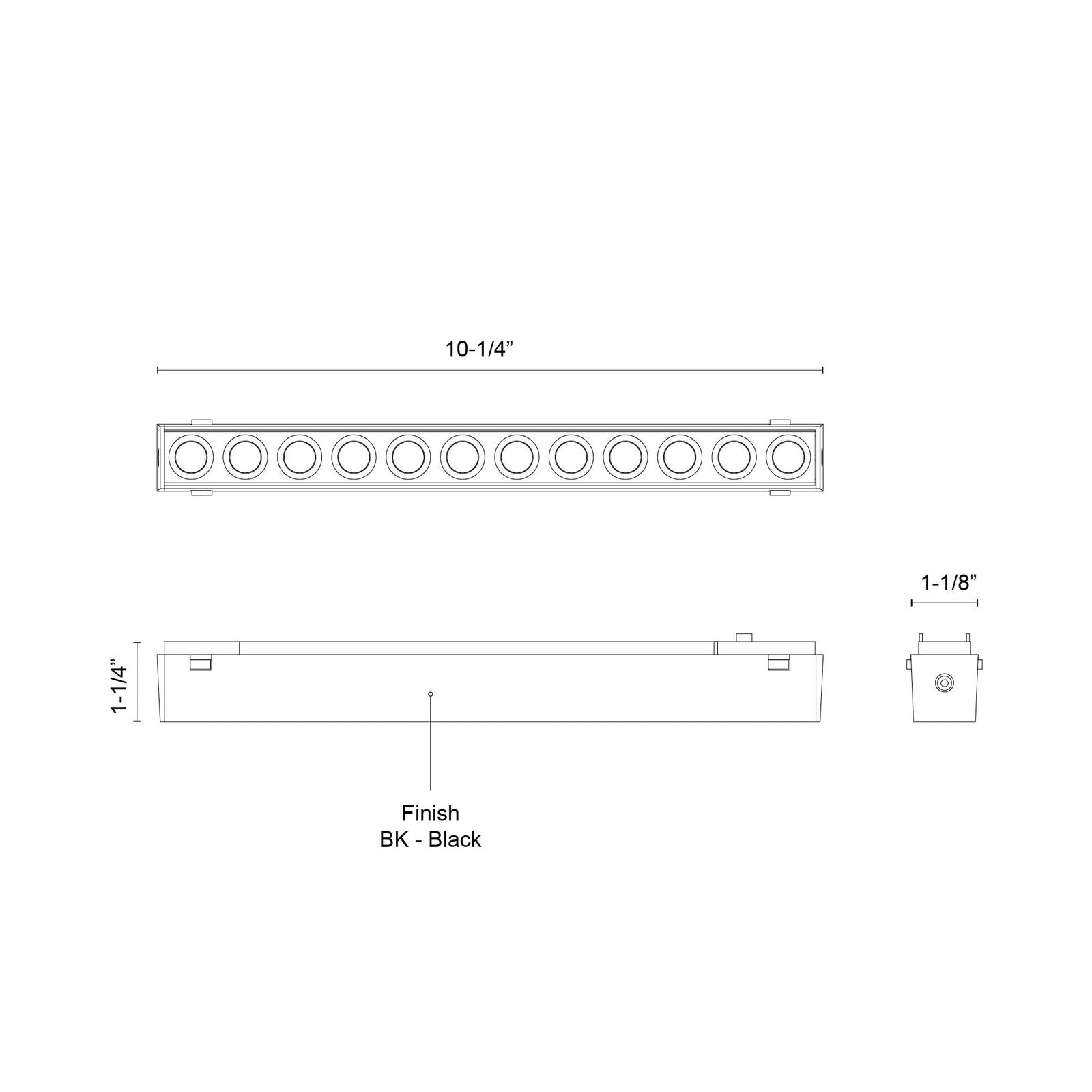 Holo 10-in Black Trilo Track Light Bar