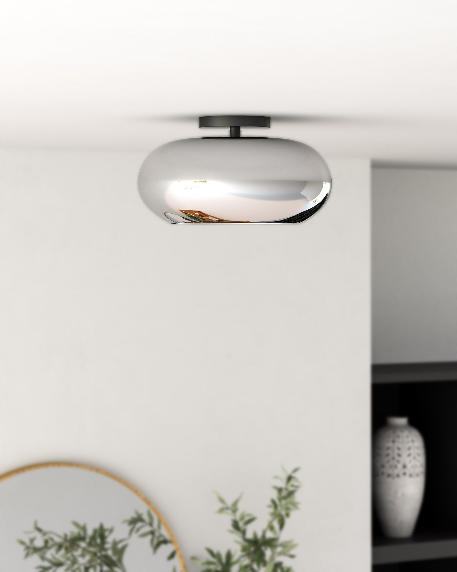 Trinity 14-in Black/Chrome LED Semi Flush Mount