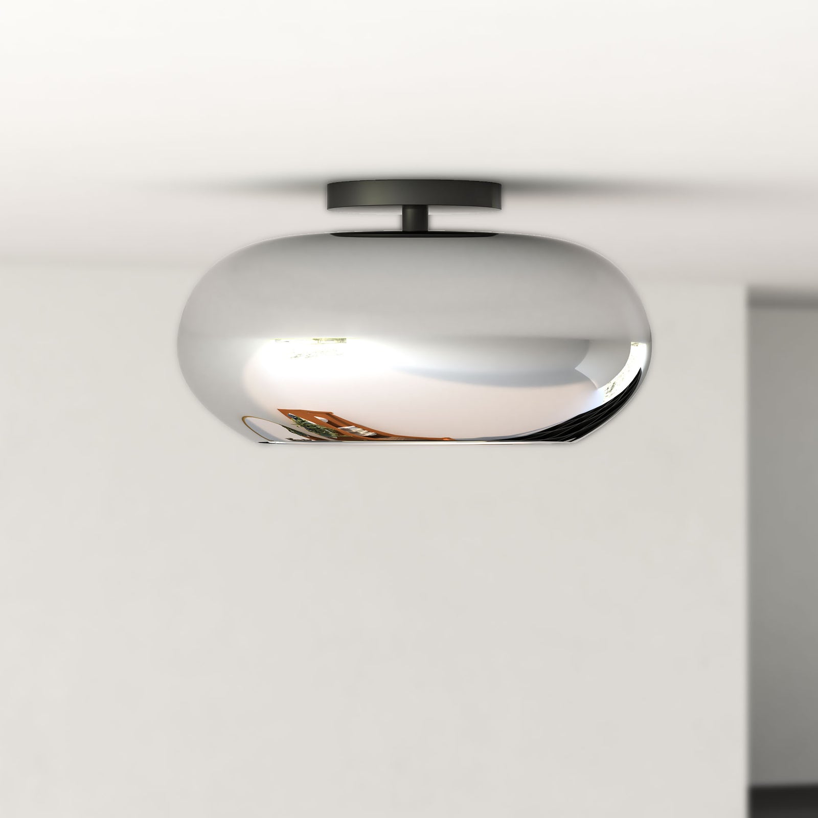 Trinity 14-in Black/Chrome LED Semi Flush Mount