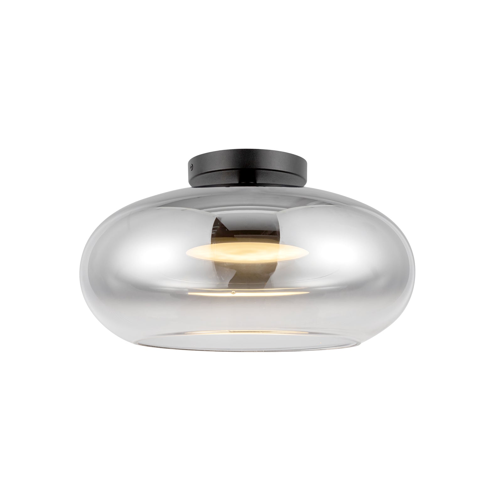 Trinity 14-in Black/Chrome LED Semi Flush Mount