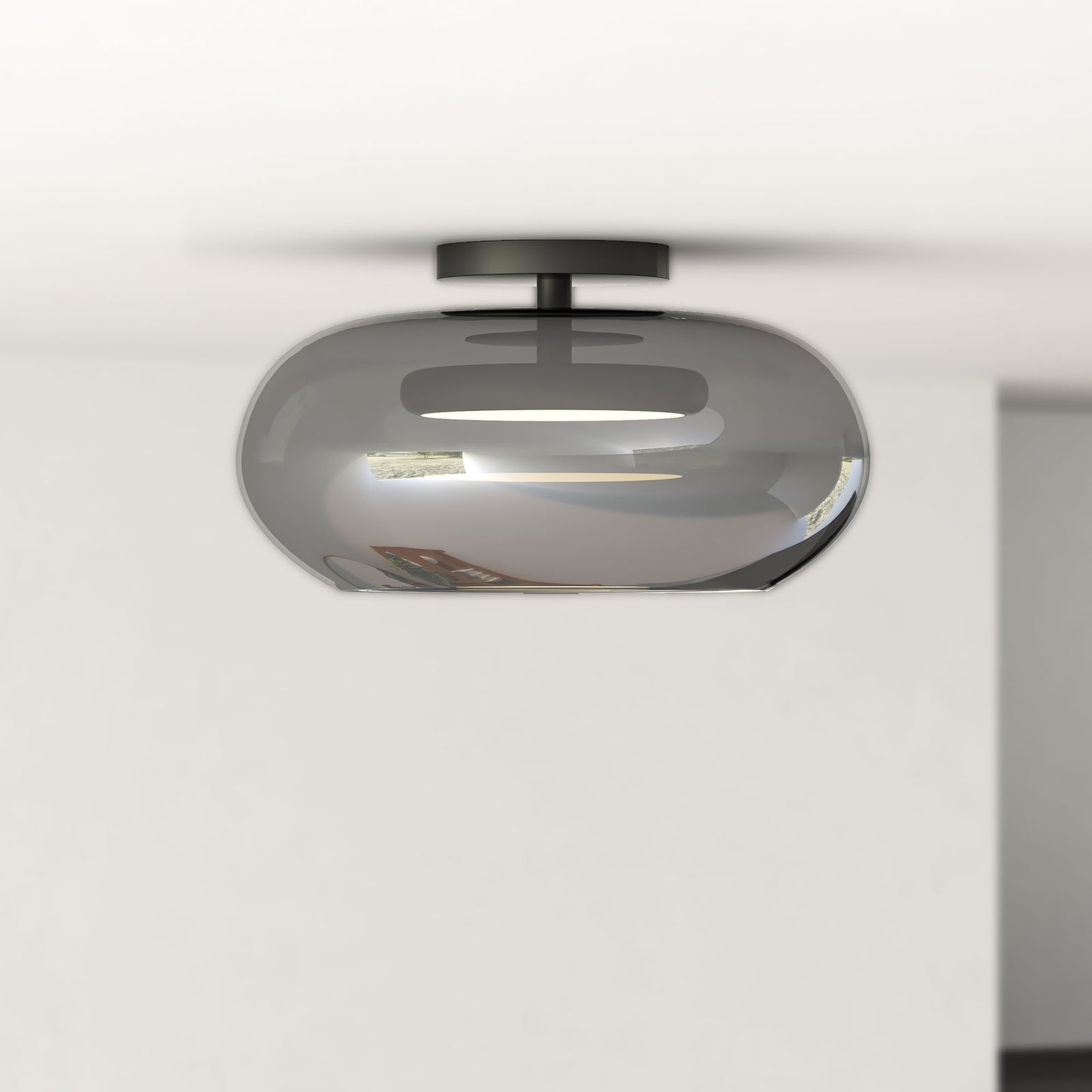 Trinity 14-in Black/Smoked LED Semi Flush Mount