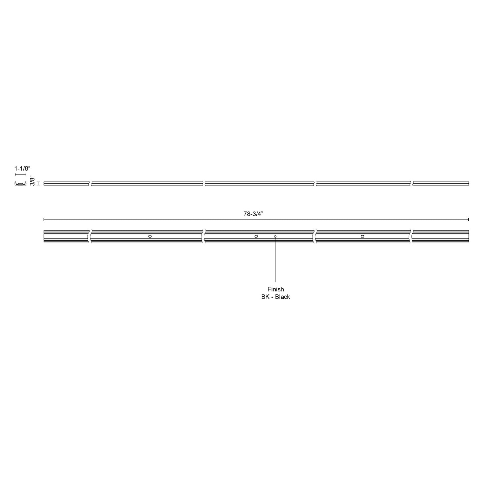 Trilo Track 78-in Black Trilo Track Rail