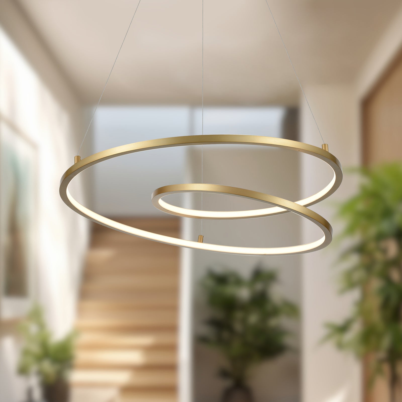 Twist 19-in Antique Brass LED Pendant