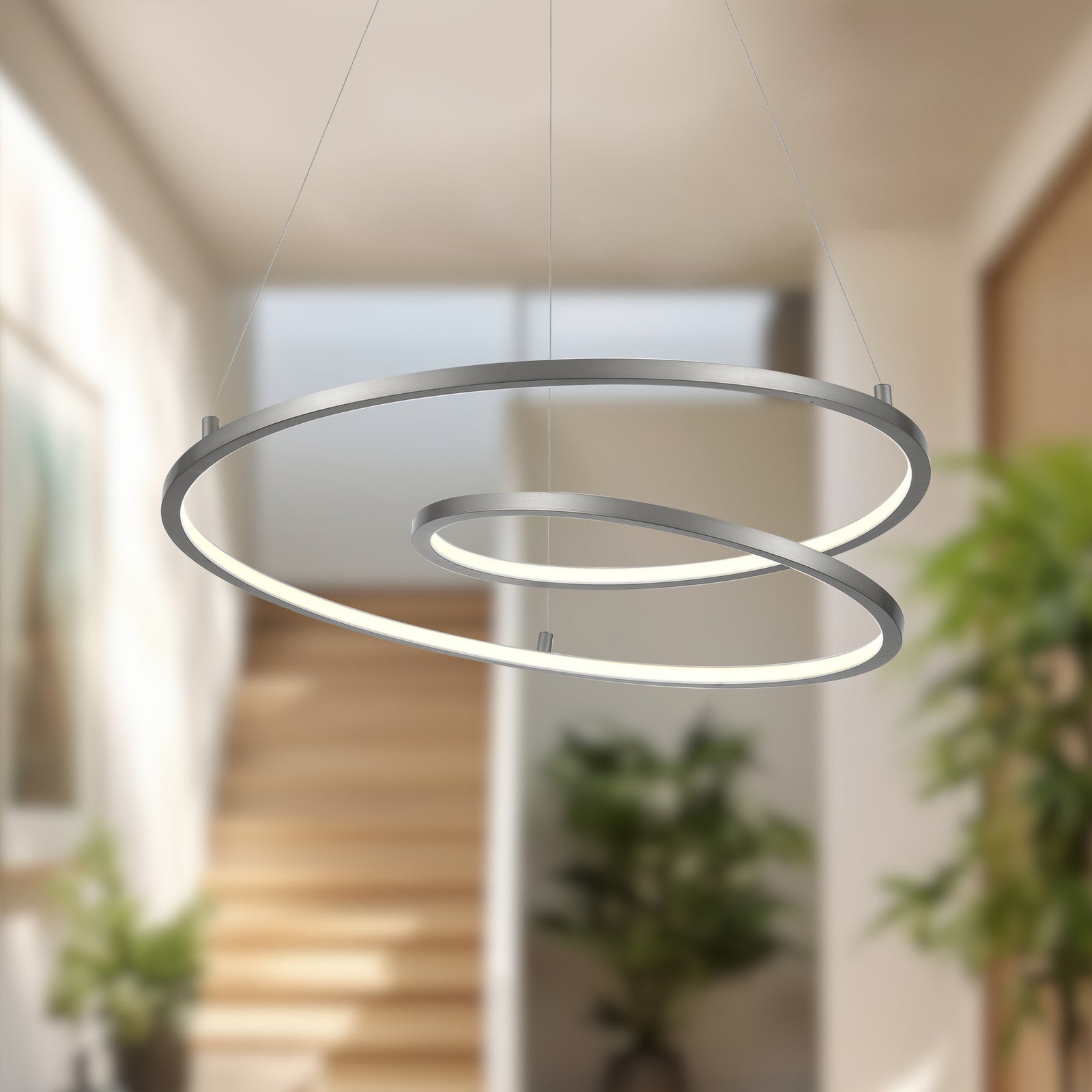 Twist 19-in Antique Silver LED Pendant