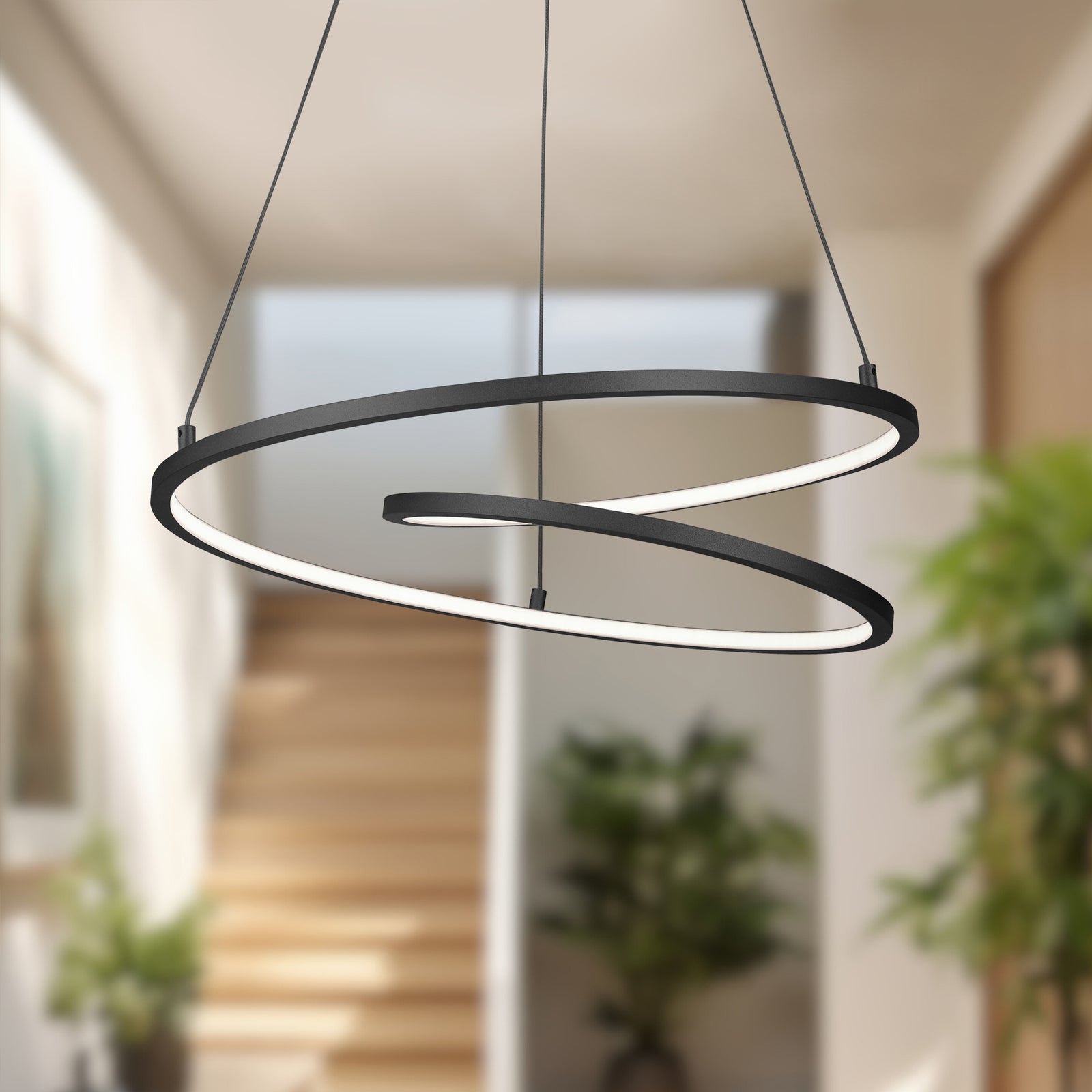 Twist 19-in Black LED Pendant