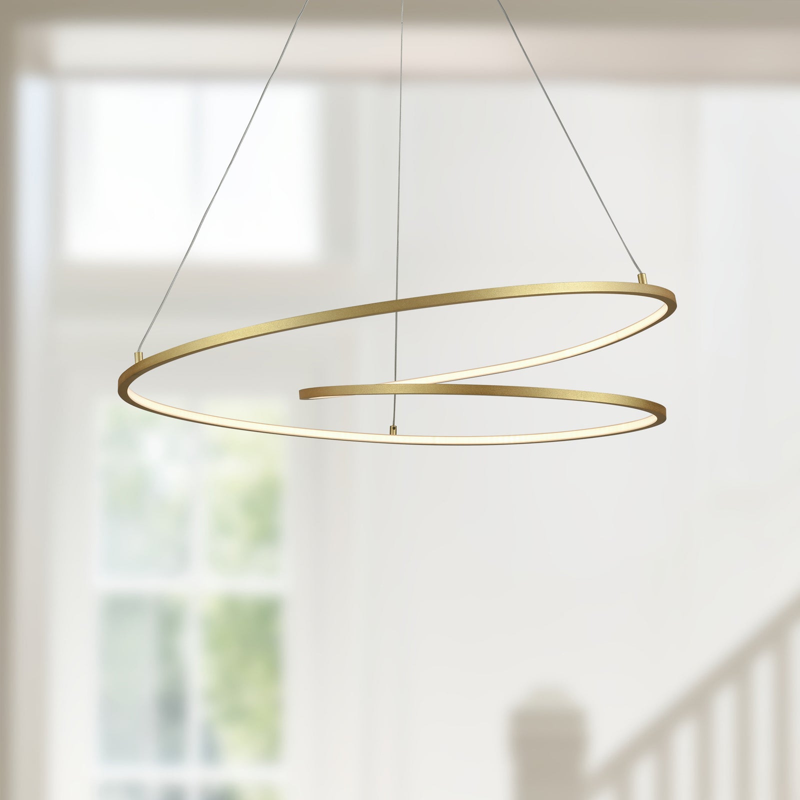 Twist 32-in Antique Brass LED Pendant