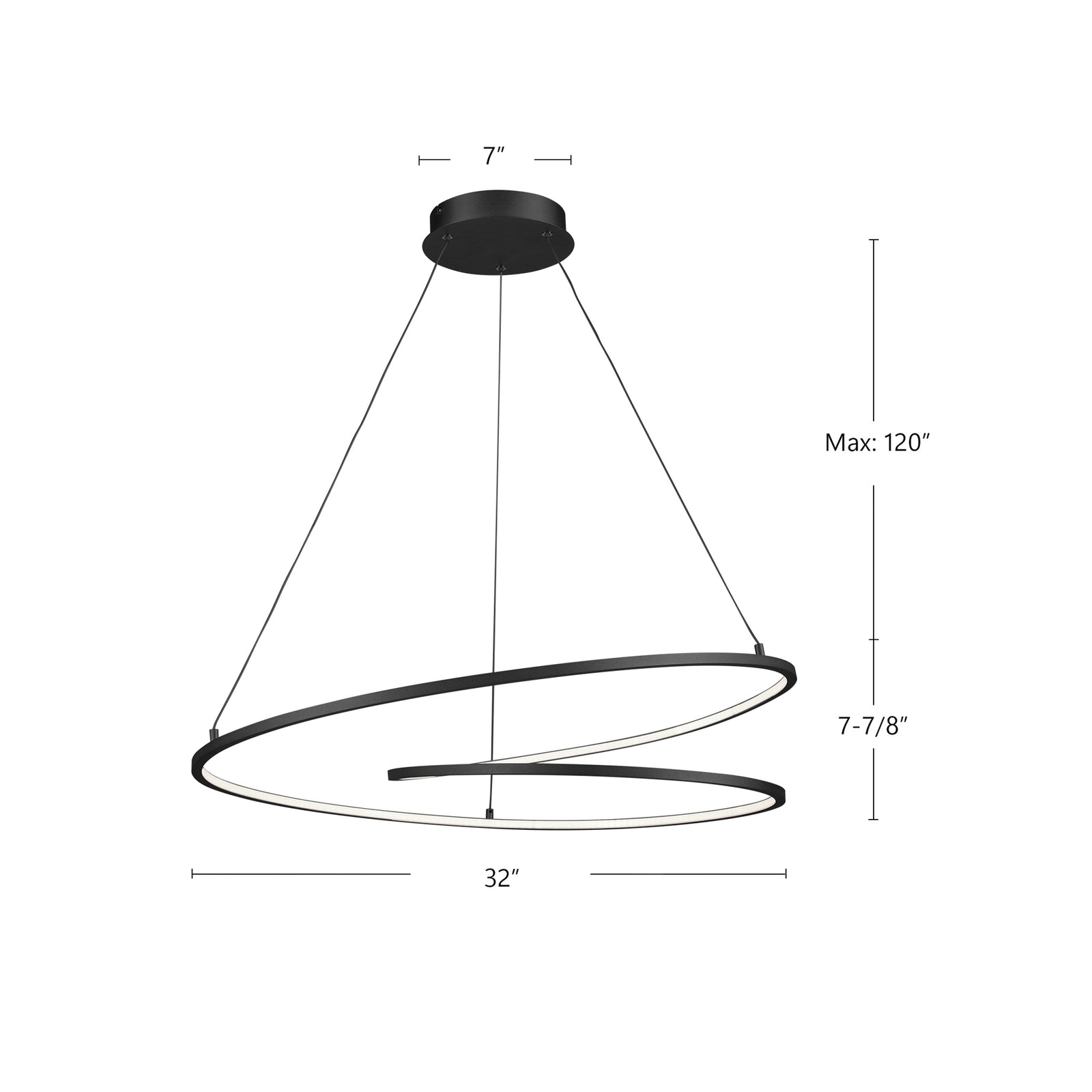 Twist 32-in Black LED Pendant