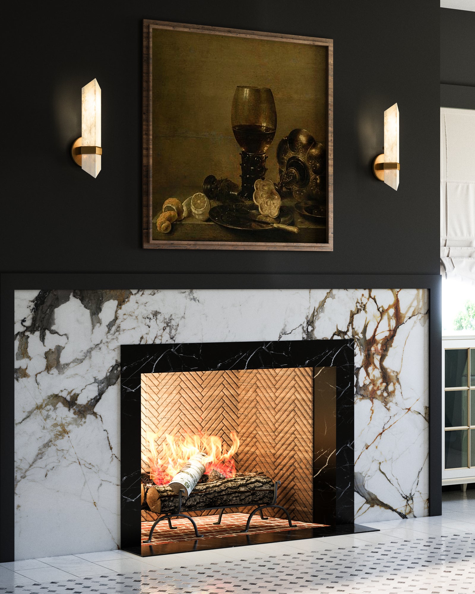 Valencia 5-in Vintage Brass/Alabaster 1 Light Wall/Vanity
