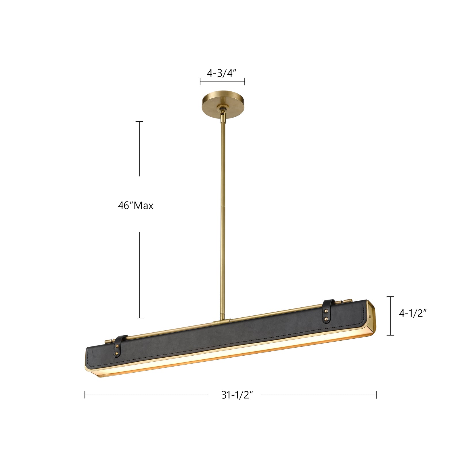 Valise 31-in Aged Nickel/Tuxedo Leather LED Pendant