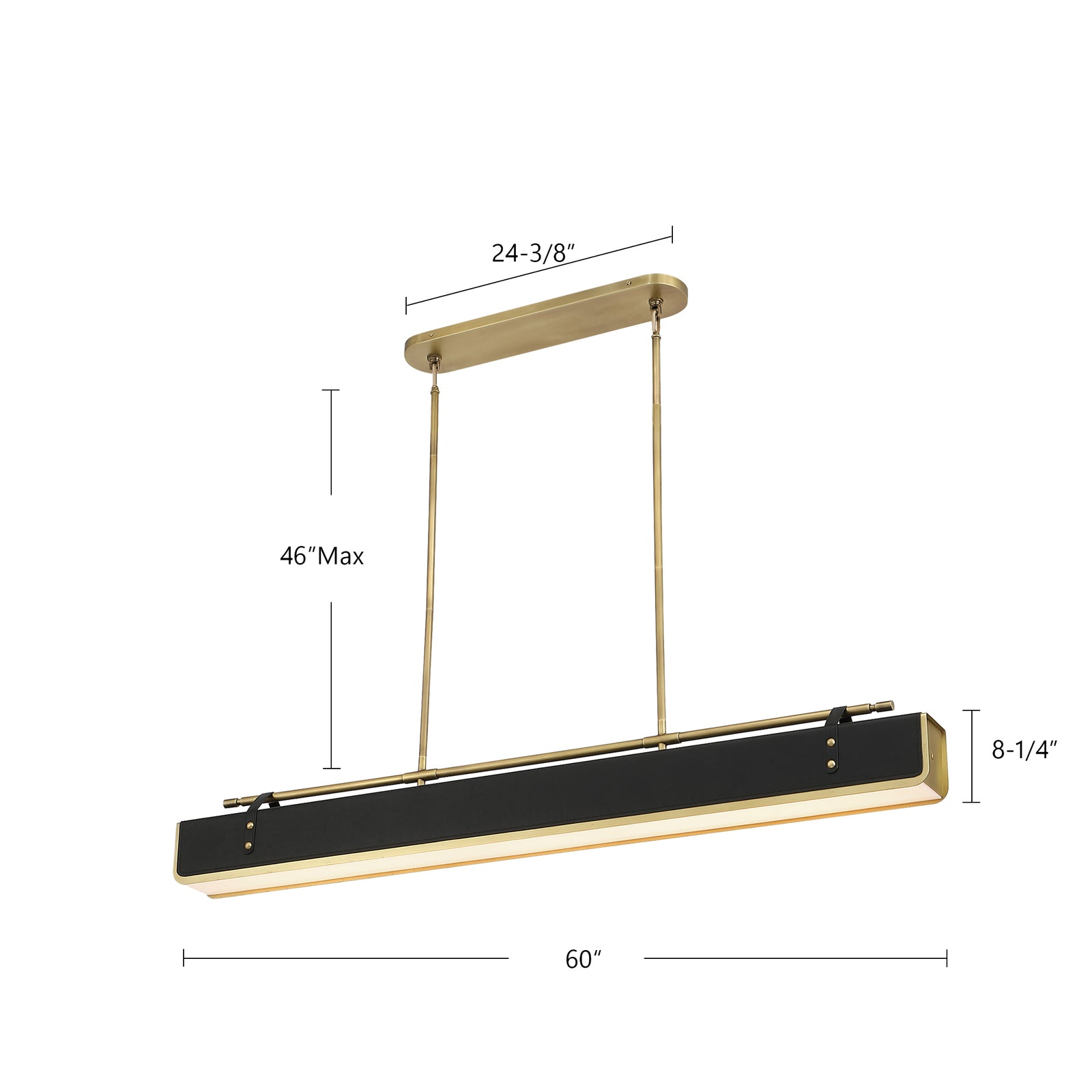 Valise 60-in Vintage Brass/Cognac Leather LED Pendant