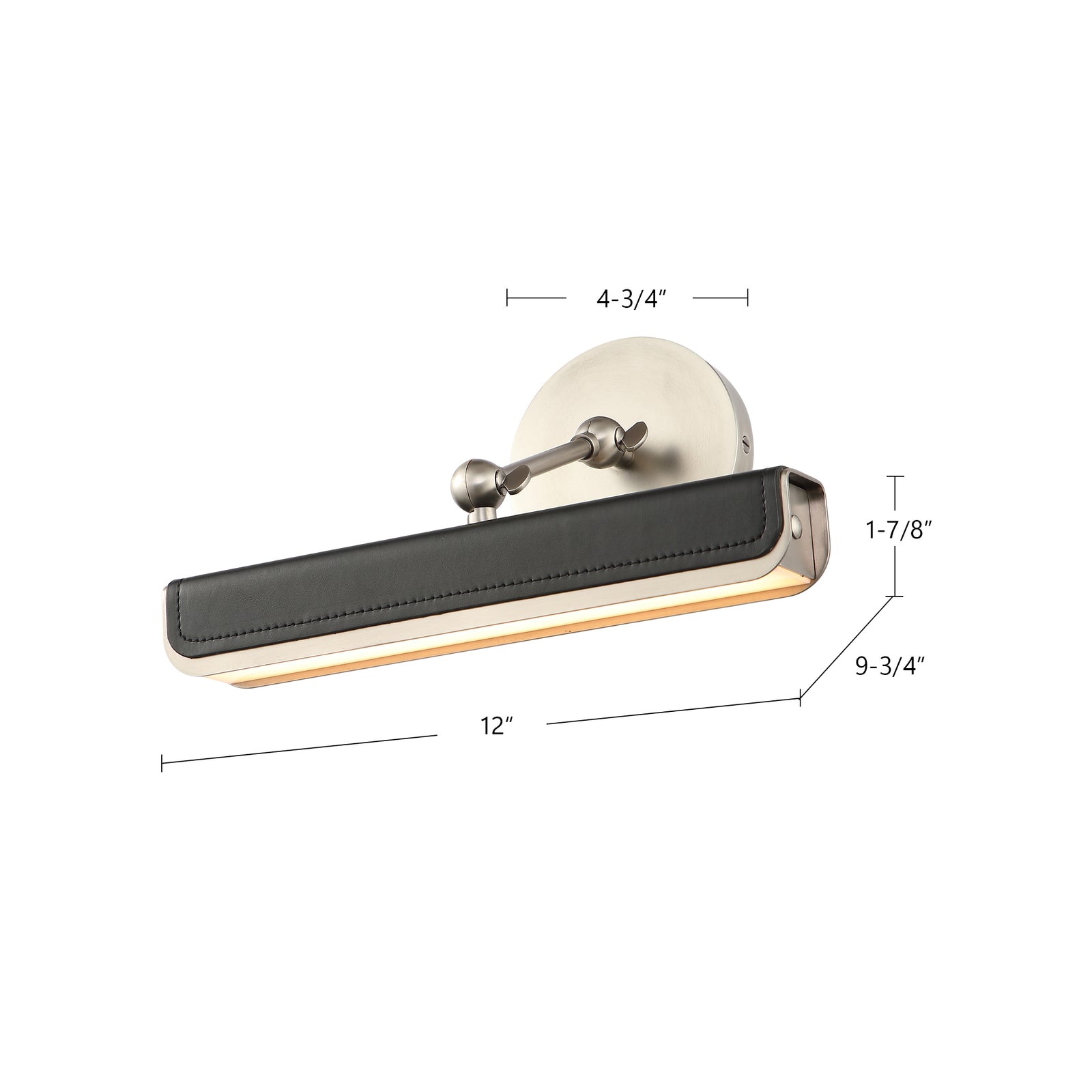 Valise Picture 12-in Aged Nickel/Tuxedo Leather LED Wall/Picture Light