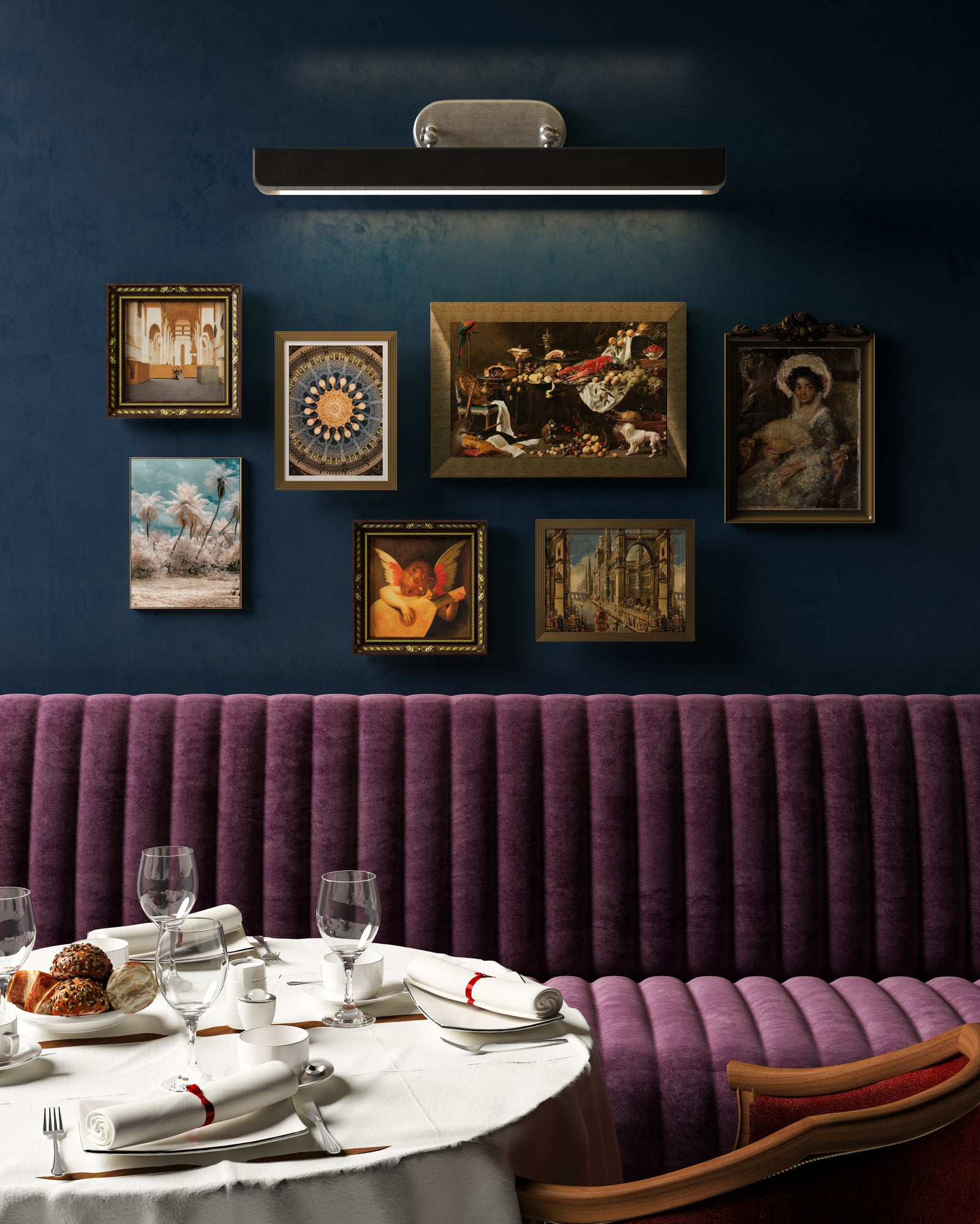 Valise Picture 32-in Aged Nickel/Tuxedo Leather LED Wall/Picture Light