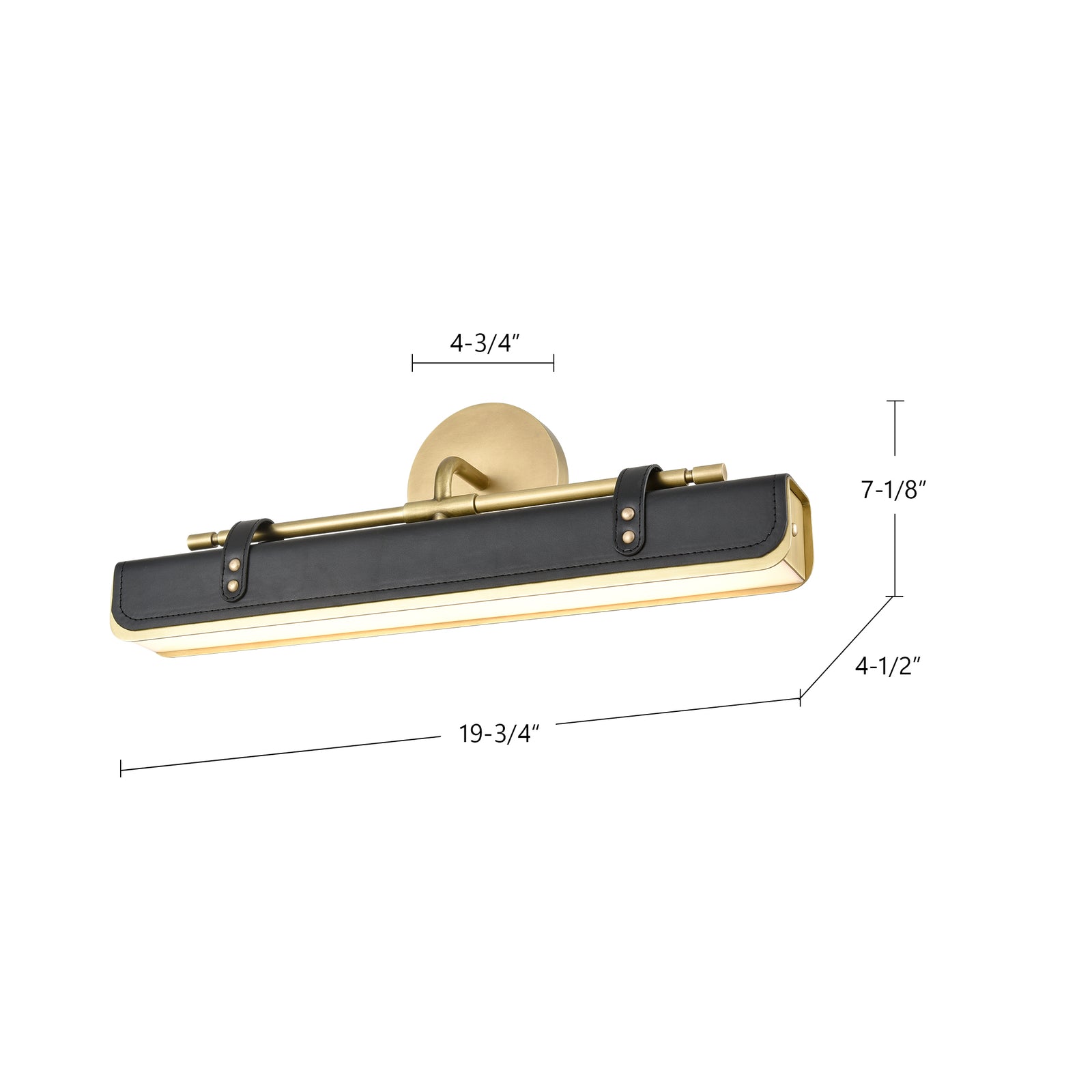 Valise 20-in Vintage Brass/Cognac Leather LED Wall/Vanity