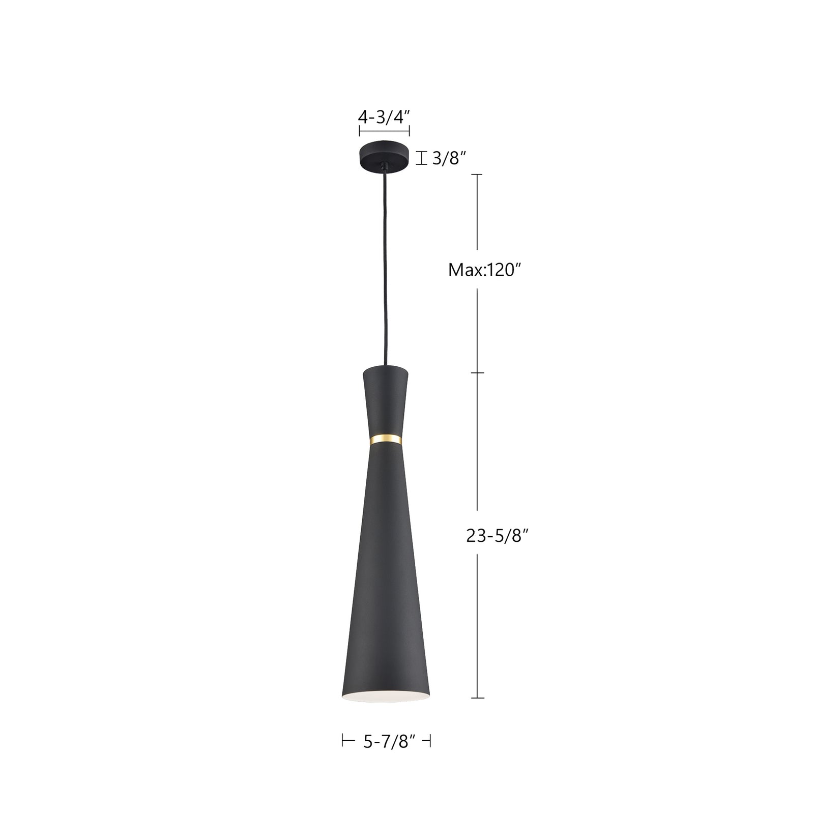 Vanderbilt 6-in White With Gold Detail 1 Light Pendant