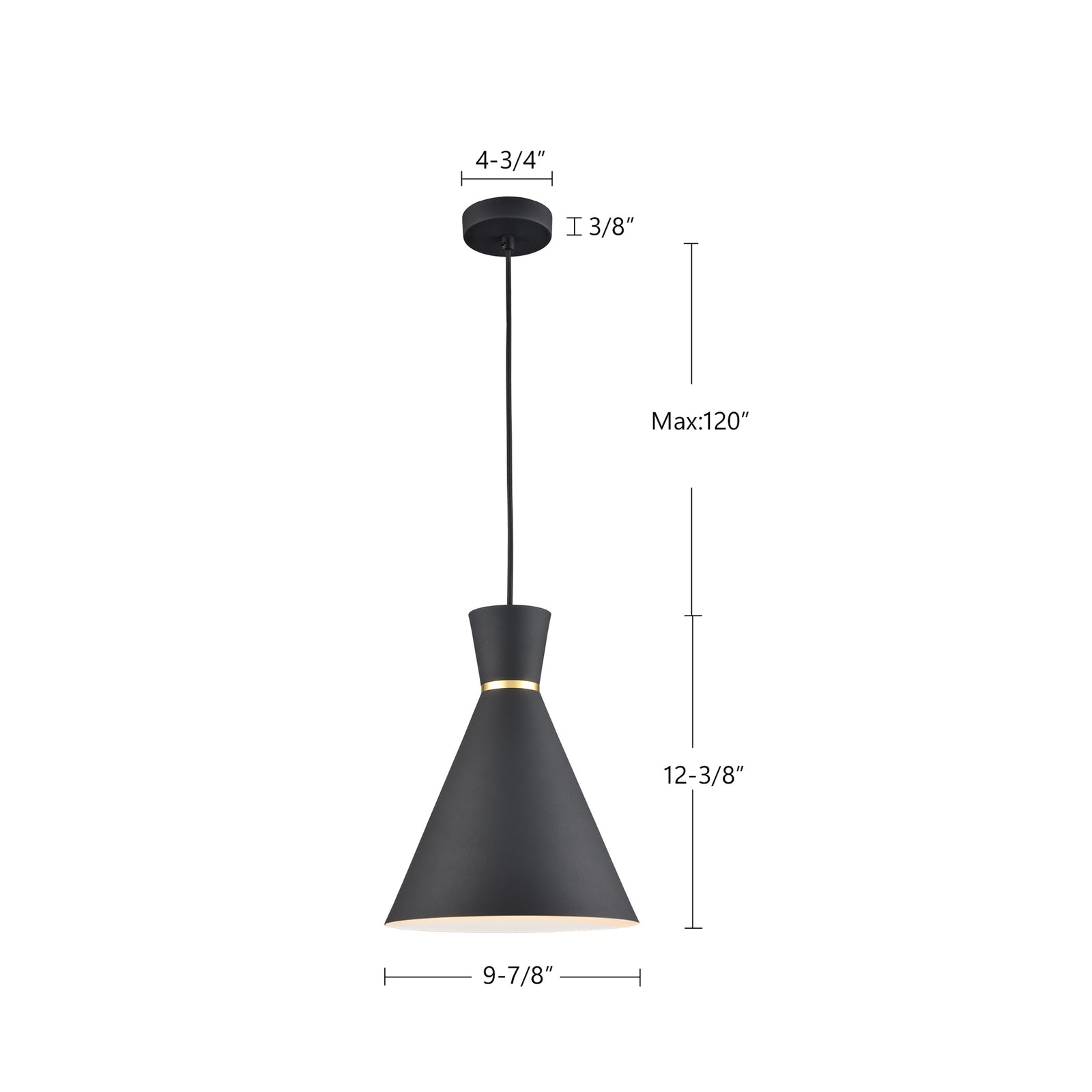 Vanderbilt 10-in White With Gold Detail 1 Light Pendant
