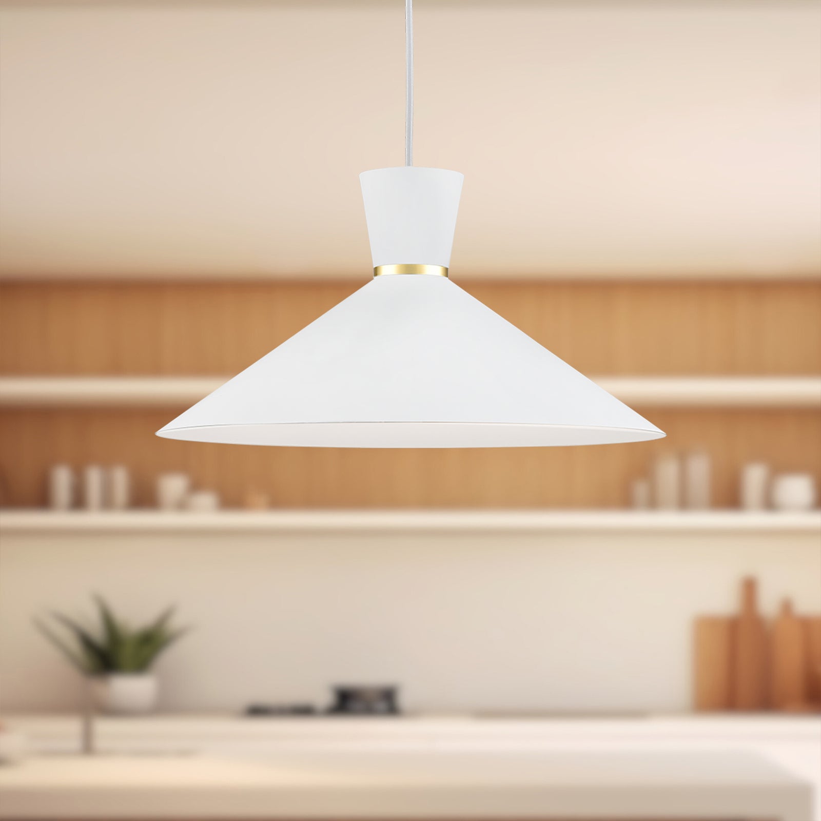 Vanderbilt 16-in White With Gold Detail 1 Light Pendant