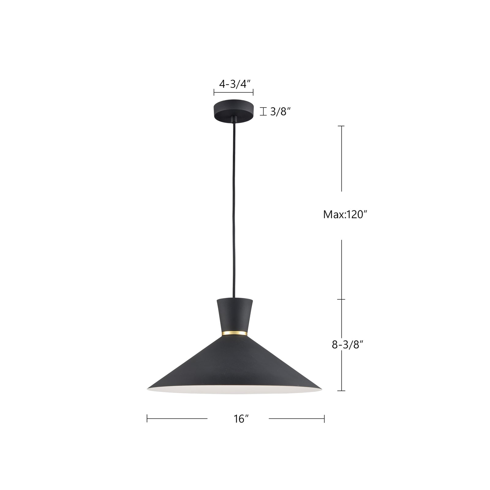 Vanderbilt 16-in White With Gold Detail 1 Light Pendant