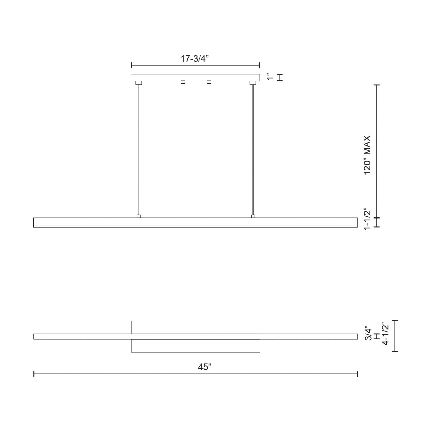 Vega 45-in Black LED Linear Pendant