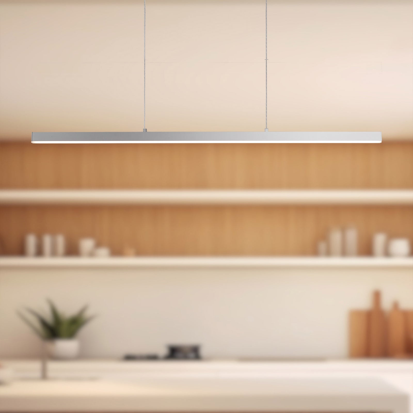 Vega 56-in Brushed Nickel LED Linear Pendant