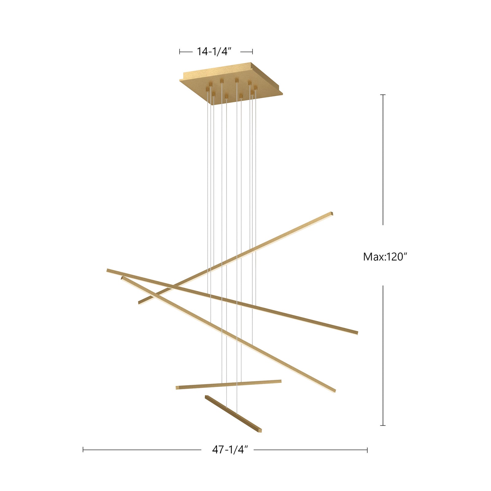 Vega Minor 5 Head Brushed Gold LED Multi Pendant