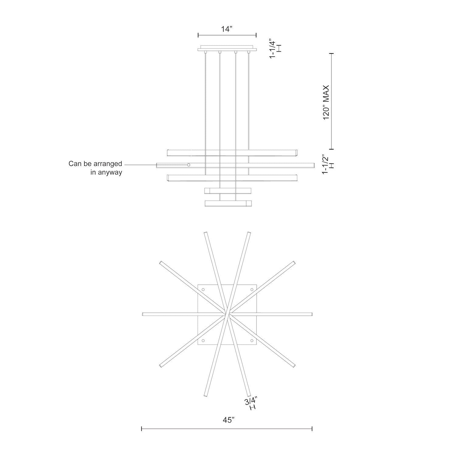 Vega 45-in Brushed Nickel LED Multi Pendant