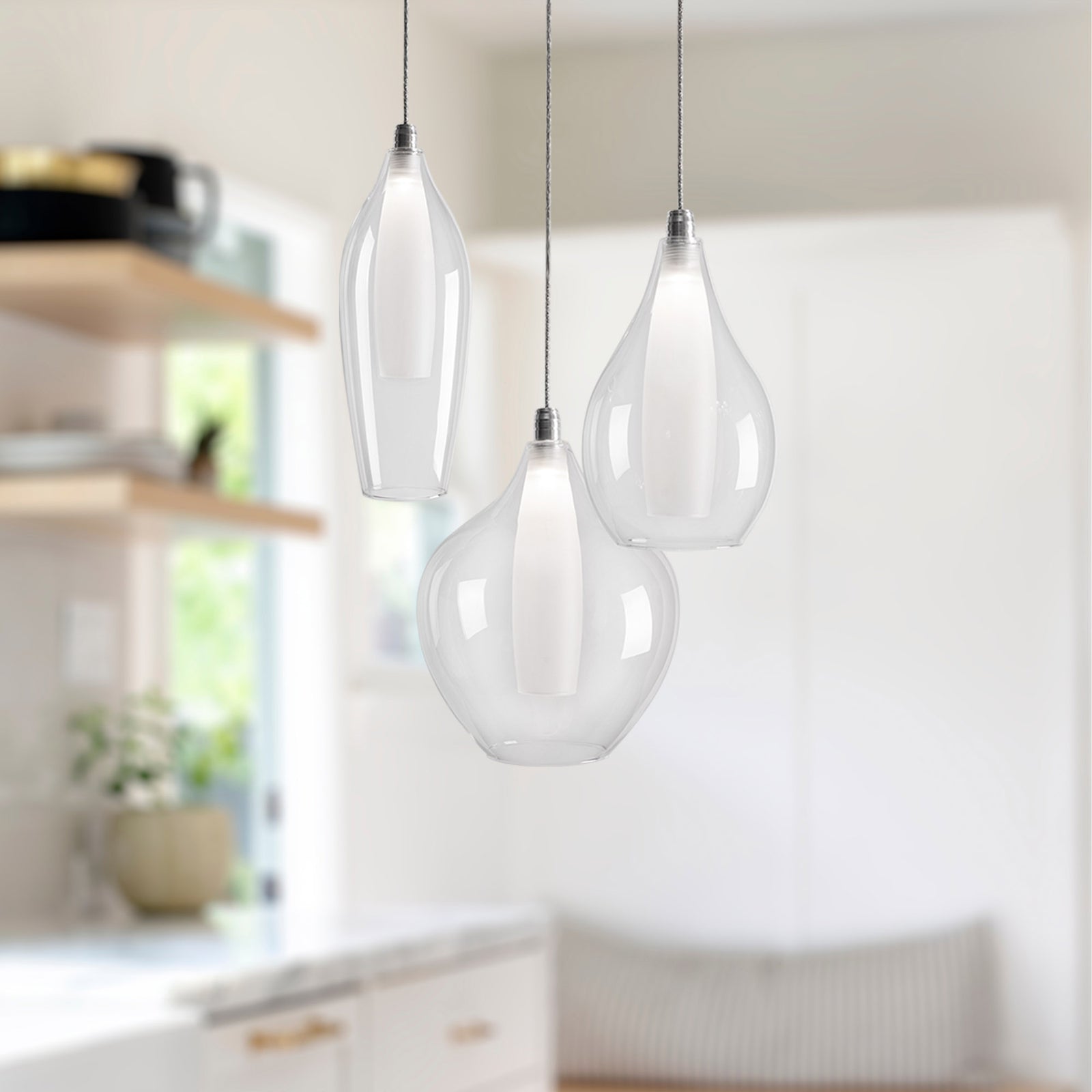 Victoria 3 Head Chrome LED Multi Pendant
