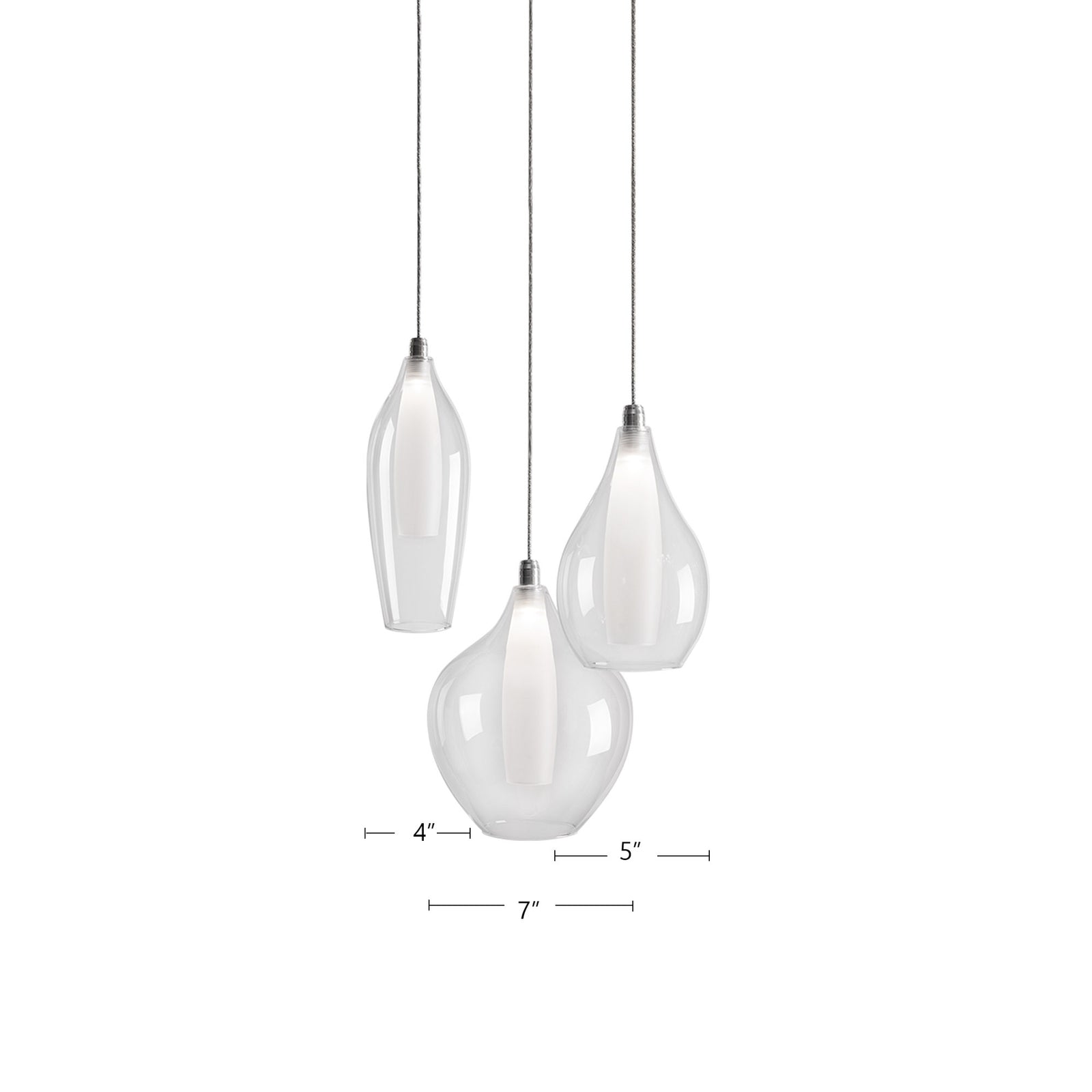 Victoria 3 Head Chrome LED Multi Pendant