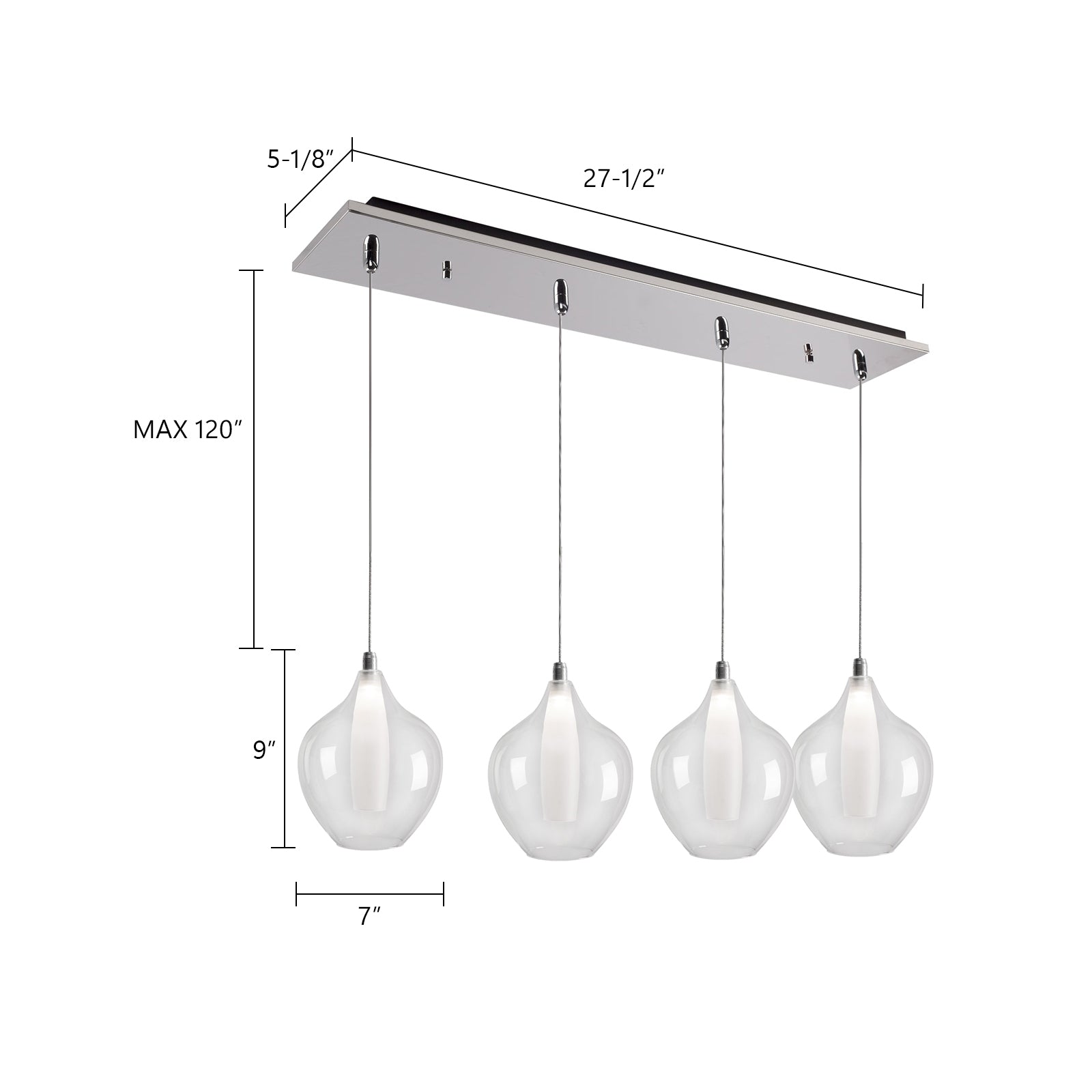 Victoria 29-in Chrome 4-Light Multi Pendant