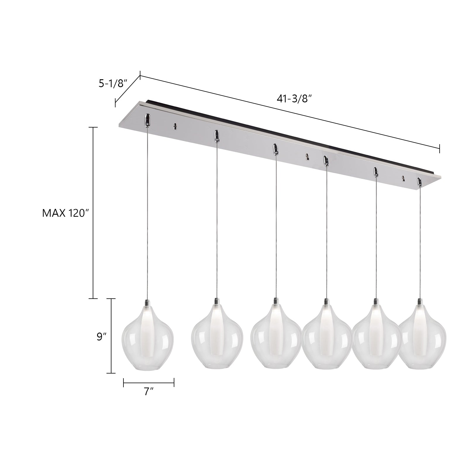 Victoria 43-in Chrome 6-Light Multi Pendant