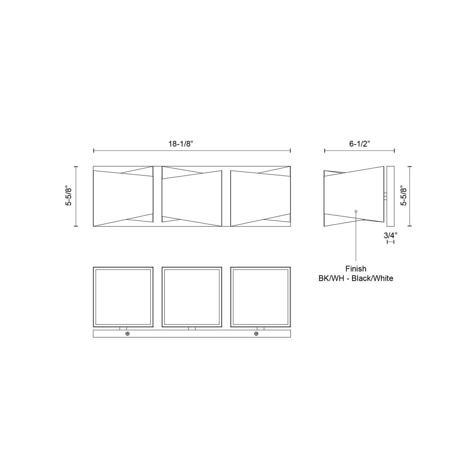 Cubix 18-in Black/White LED Vanity